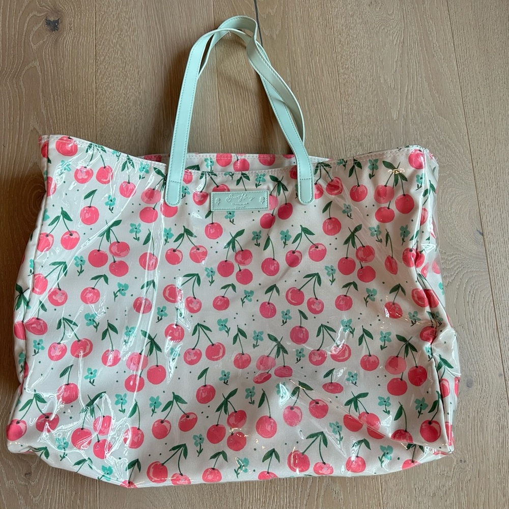 Sweet Honey Cherry Print Tote Bag